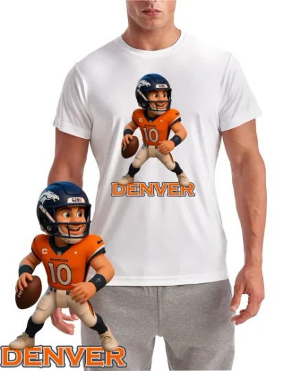 Discover Denver Football Cartoon Player T-Shirt