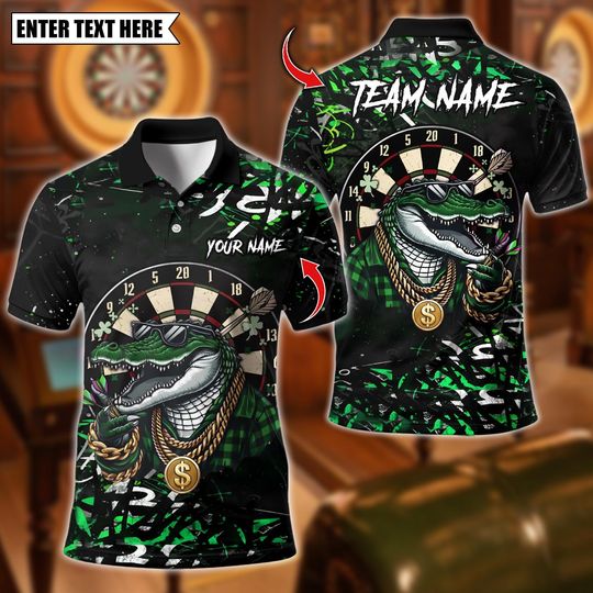 Discover Personalized Name Dart Polo Shirt, Crocodile  Darts King Design, Custom Team Shirt for Men, Gift for Darts Players