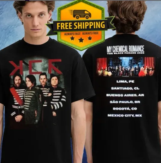 My Chemical Romance Black Parade 2026 Tour T Shirt Double Sided Dates Tee