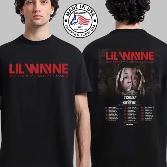 Discover Lil Wayne 20 Years Of Carter North-America Tour- 2026 Fan Gifts T-Shirt