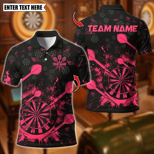 Discover Personalized Name Dart Polo Shirt, DartBoard Design ,Custom Team Shirt for Men, Gift for Darts Players
