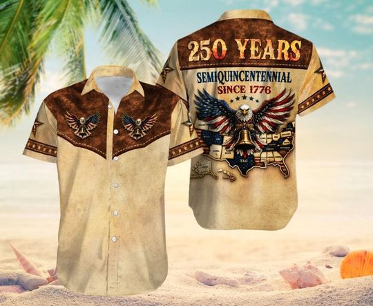 Discover USA 250th Anniversary Hawaiian Shirt  American Eagle Patriotic Shirt