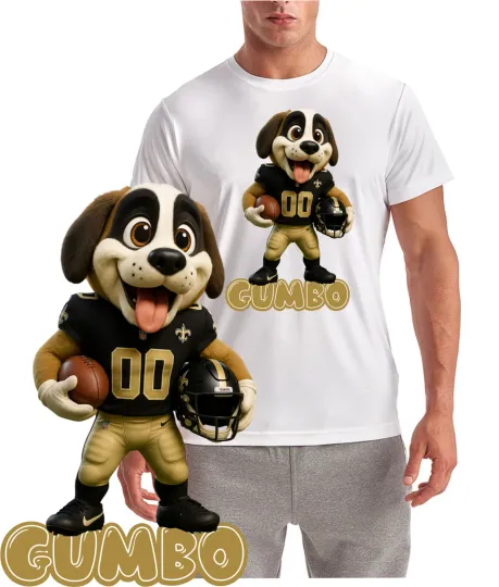 Discover Saints Football Gumbo Mascot Graphic T-Shirt