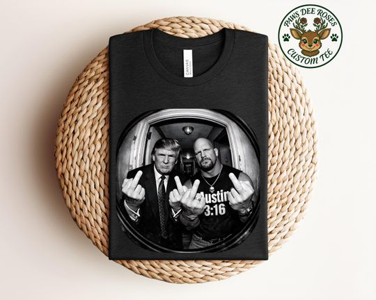 Discover Trump Stone Cold Middle Finger T-Shirt - Humorous Graphic Tee