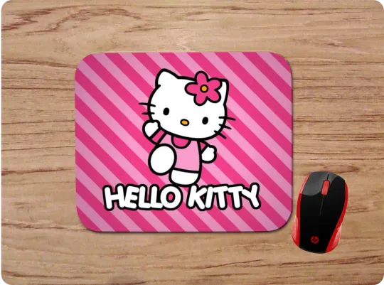 Discover Hello Kitty Pink Stripes Mouse Pad