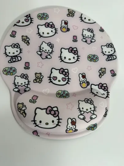Hello Kitty Pink Mouse Pad Wrist Rest & Matching Coaster Set New