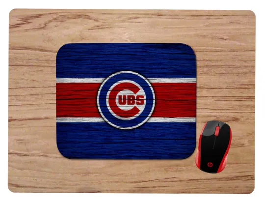 Chicago Cubs Wood Grain Mouse Pad