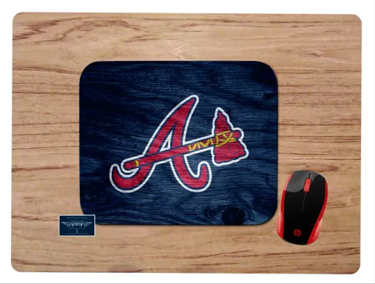 Atlanta Braves Custom Woodgrain Mouse Pad