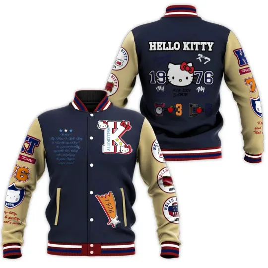 Discover INNSERSE Autumn/Winter American Style KT Cat Block Baseball Jacket 1