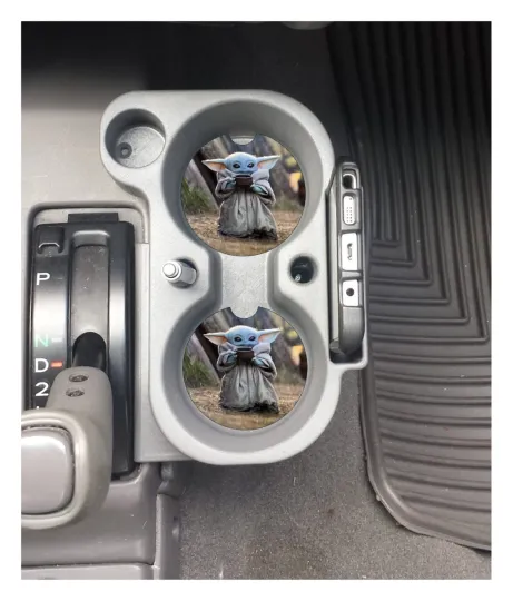 Discover BABY YODA CUP CUSTOM SANDSTONE CAR COASTERS ABSORBENT SET (2) STAR WARS GROGU