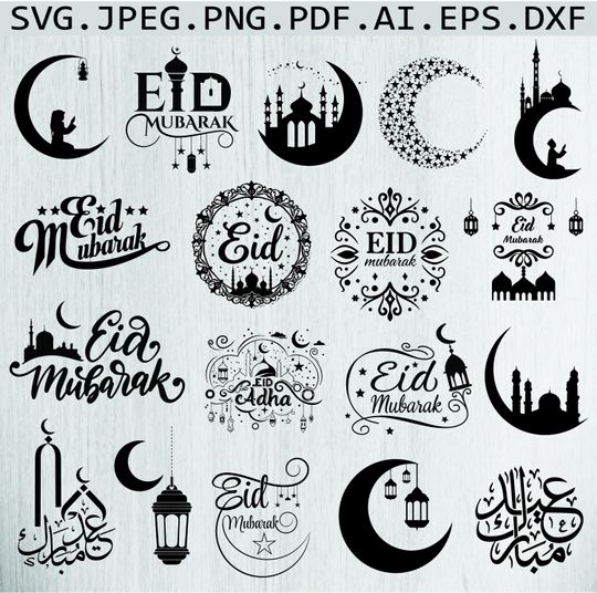 Discover Eid Mubarak SVG Bundle: Islamic Decor, Stickers, Cards (Digital Files)