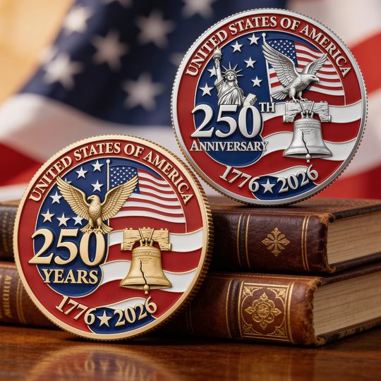 Discover USA 250th Anniversary Coin, 1776-2026, 250TH Anniversary U.S.A. Commemorative Challenge Hobo Nickel Coin