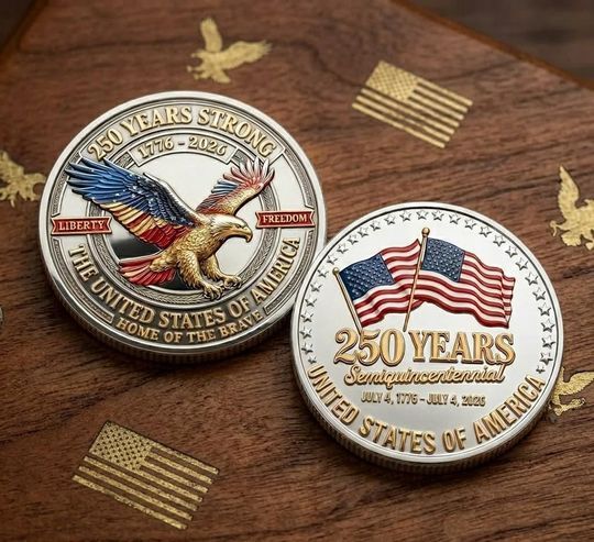 Discover USA 250 Anniversary Coin, America 250th Anniversary Commemorative Coin, American 250 Years Patriotic Coin with Eagle Design