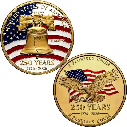 Discover USA 250th Anniversary Coin,2 Inch America Commemorative Medal,Double-Sided&Durab