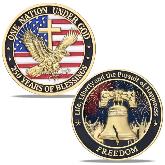 Discover USA 250th Anniversary Commemorative Challenge Coin, 1.57” Patriot Gifts for V...