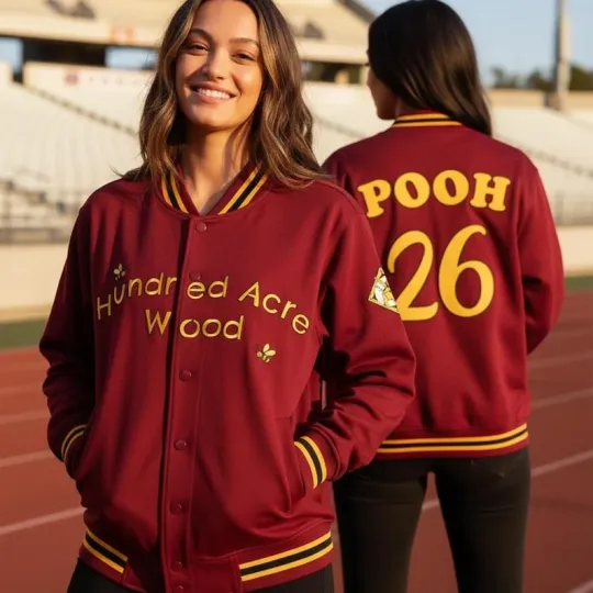 Pooh 26 Hundred Acre Wood Winnie The Pooh Cartoon Fan Gift Baseball Jacket