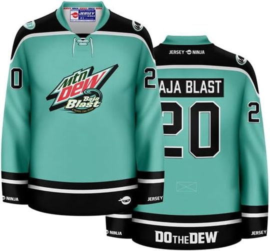 Jersey Ninja Mountain Dew Baja Blast Teal Hockey Jersey