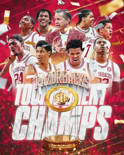 Arkansas Razorbacks Men’s Basketball 2026 SEC Tournament Champions Poster