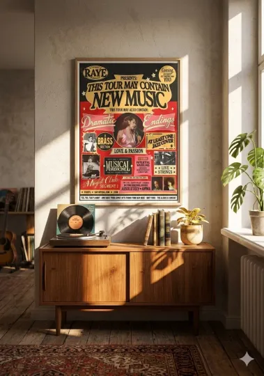 Discover RAYE Poster This Tour May Contain Music 2026 R&B Soul Merch Wall Art Print