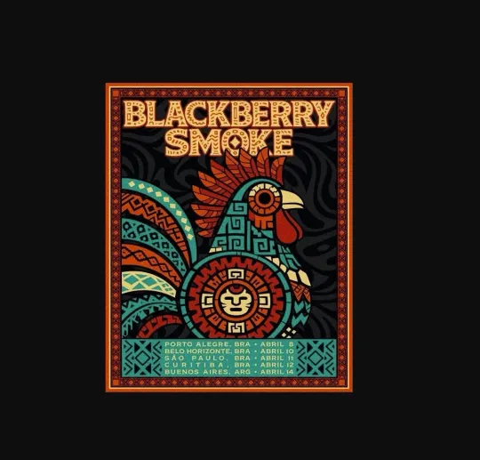 Discover Blackberry Smoke Brazil Tour April 2026 Rooster Art Poster