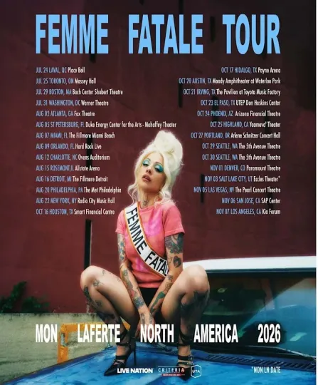 Discover Mon Laferte Femme Fatale Tour 2026 Poster North America Concert Print