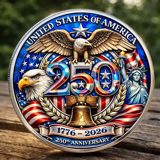 Discover USA 250th Anniversary Coin, 1776 2026 Commemorative Coin, American Freedom 2026,Patriotic Eagle Gift, Independence Celebration Gift