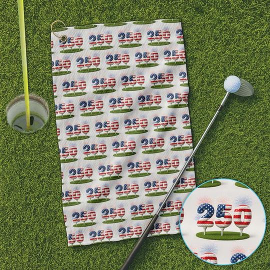Men's USA 250th Anniversary Golf Towel, Patriotic American Flag Golf Accessory