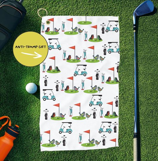 Discover Subtle Fuck Trump Birds & Golf Towel, Anti Trump Golf Lover Sport Towel, Golf Course Apparel