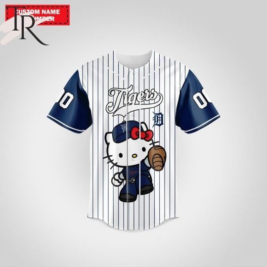 Personalized Detroit Tigers Hello Kitty Baseball Jersey