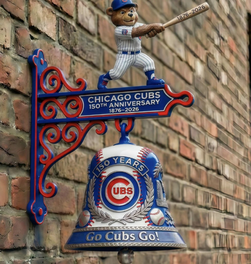 Chicago Cubs 150th Anniversary Wall Bell, Baseball Fan Gift
