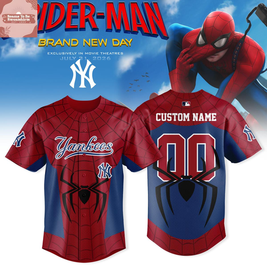 New York Yankees x Spider-Man Brand New Day 2026 Personalized Baseball Jersey