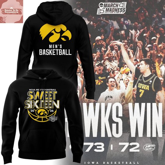 Discover Iowa Hawkeyes NCAA Men’s Basketball Tournament Sweet 16 2026 Hoodie