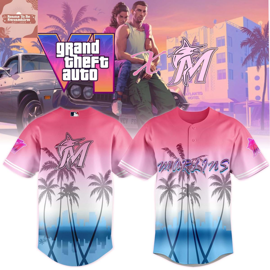 Miami Marlins x Grand Theft Auto VI 2026 Summer Vibes Baseball Jersey