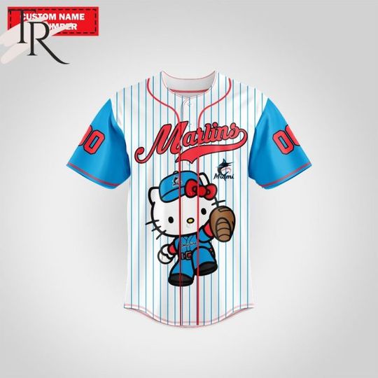 Personalized Miami Marlins Hello Kitty Baseball Jersey