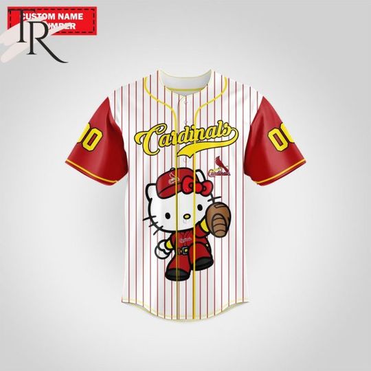 Personalized St Louis Cardinal Hello Kitty Baseball Jersey