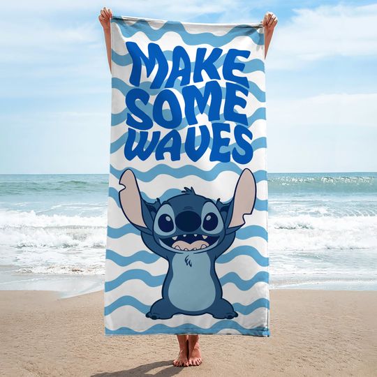Stitch Make Some Waves Beach Towel