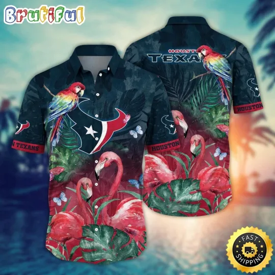 Houston Texans Flamingo And Flower Aloha Hawaiian Shirt For football Fans