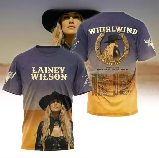 Lainey Wilson Whirlwind World Tour 3D T Shirt