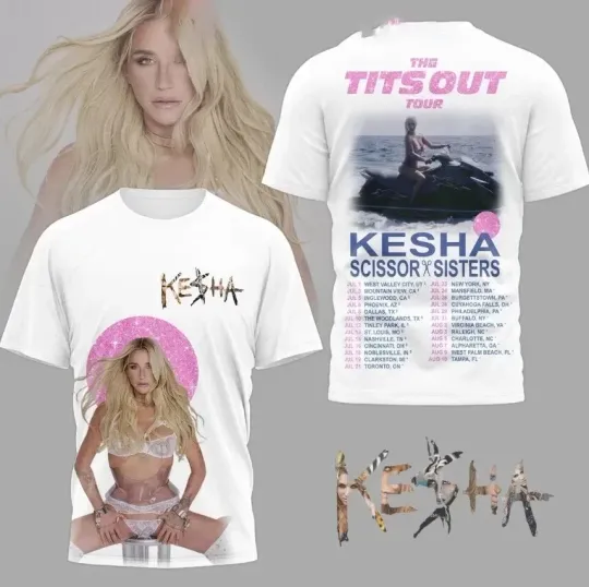 Discover Kesha The Freedom Tour 2026 For Fans White S to 5XL 3D Shirt All Over Print ZL64