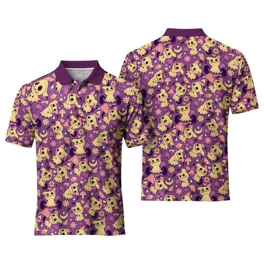 Discover Mimikyu PKM Polo Shirt, Cute Ghost PKM Polo, Kawaii Anime Polo Shirt, Spooky Cute PKM Shirt, PKM Polo Unisex PKM Fan Gif