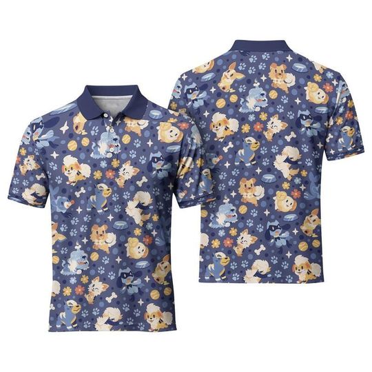 Discover Dog PKM Polo Shirt, Growlithe Yamper Rockruff Snubbull PKM Shirt, Cute PKM Polo Shirt, Summer PKM Polo, PKM Fan Gifts