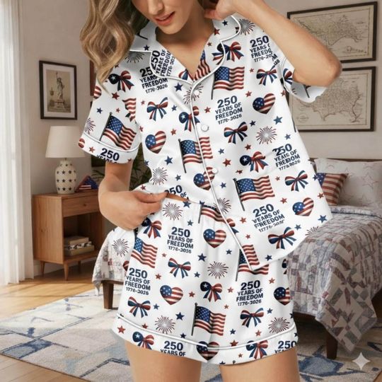 Discover USA Semiquincentennial Pajama Set  250 Years of Freedom Womens Sleepwear