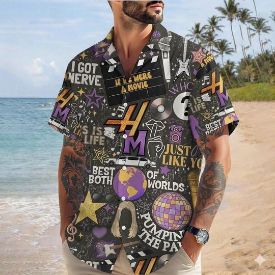Discover Hannah Montana Anniversary Button Up, Hannah Montana Hawaiian Shirt, DisneyChannel Pop Star, Magic Kingdom, Disneyland Family Trip