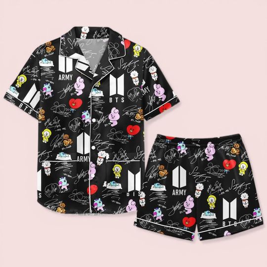 BTS Sign and Emoji Characters Pajamas, Fan Gift, BTS Inspired Niche, World Tour 2026 Outfits