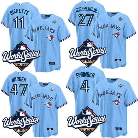 Discover Personalized Blue Jays 2025 World Series Blue Jersey, Custom Name Number, Embroidered Gift