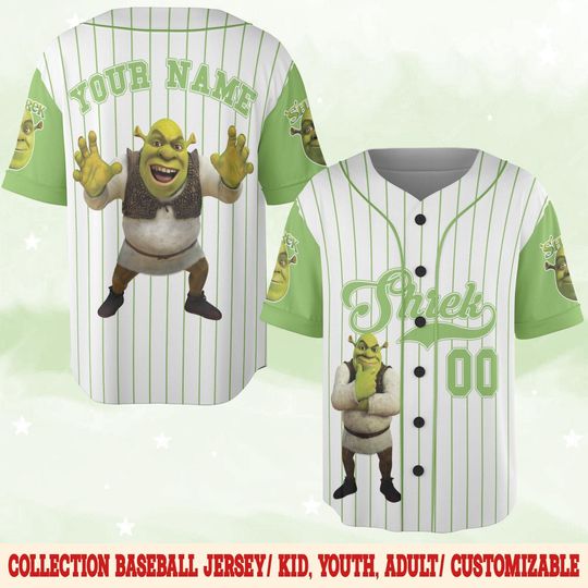 Discover Personalized Shrek Baseball Jerseys, Custom Shrek Fiona Donkey Baseball, Gift for Shrek Fan, Disney Shrek Birthday Family Shirts