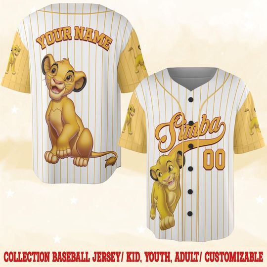 Discover Personalize Disney The Lion King Simba Baseball Jersey, Disneyland Baseball Team Jersey, The Lion King Birthday Gift For Fan Disney