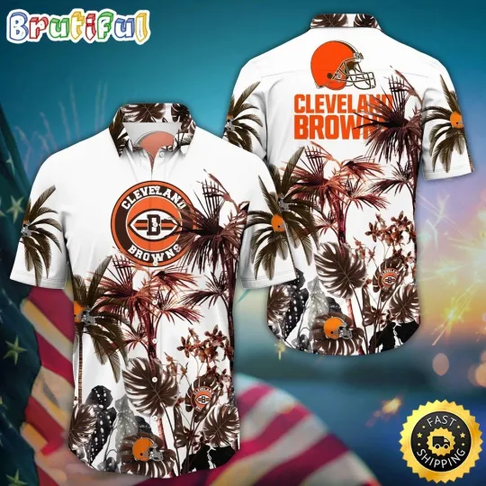 Discover Cleveland Browns Palm Tree Aloha Hawaiian Shirt, Gift For football Fans
