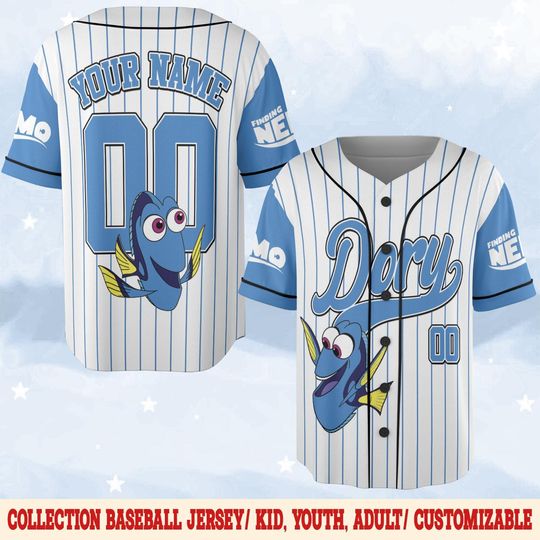 Discover Custom Finding Dory Baseball Jersey, Personalized Disney Dory Baseball Shirt, Matching Disney Trip Outfit, Birthday Gift