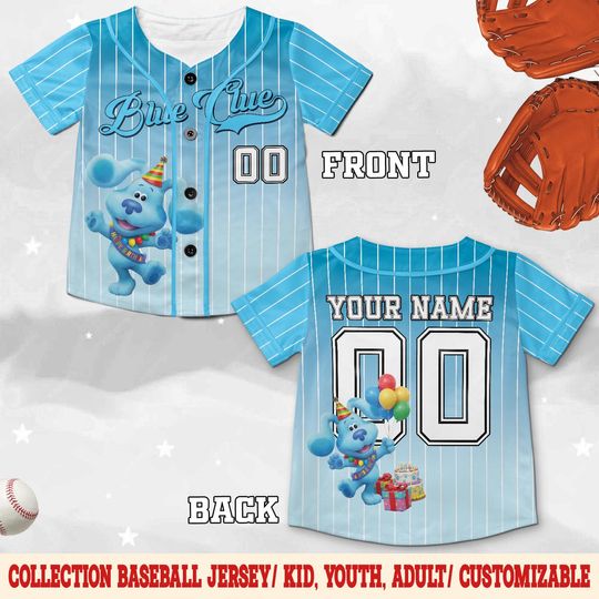 Discover Personalized Blue Clues Baseball Jersey, Blue Dog Lovers Birthday Girl Jersey, Baby Gift, Birthday Boy Gift, Blue Clues Family Shirt D3FT10